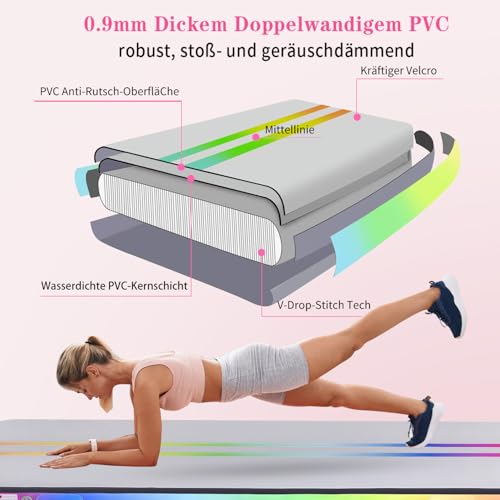 ROMELANDS Air Gymnastics Track Tumbling Mat 4 Thick, 10/13/16 Ft Inflatable Training Mats For Home Use With Pump
