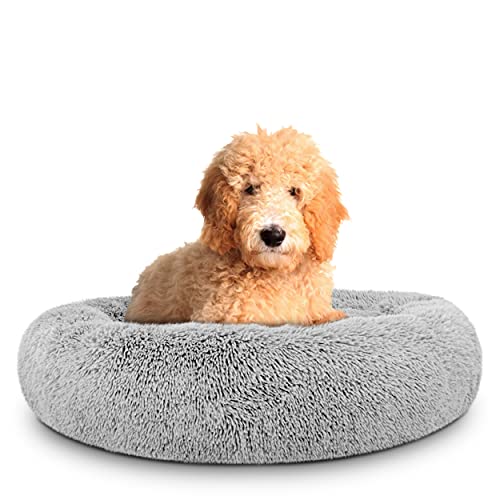 The Dog’s Bed Sound Sleep Donut Dog Bed, Large Silver Grey Plush