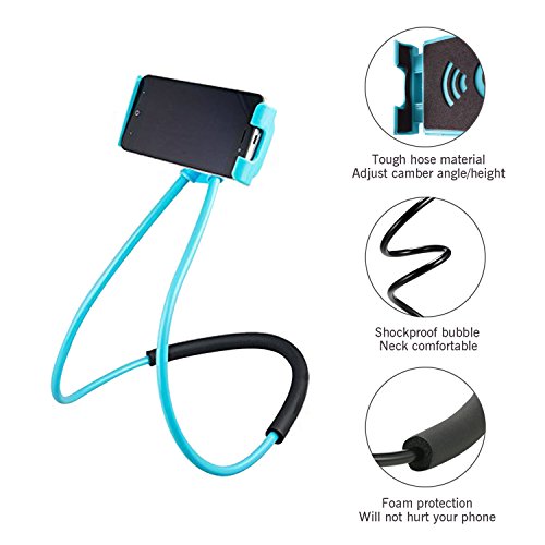 Neck Cell Phone Holder for Desk Bed,Bike and Motorcycle Phone Mount ,Universal Lazy Bracket Mobile Phone Stand Holder (Blue) - Thumbnail 3