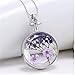 TraveT Dried Lavender Plant Specimens Necklace ircle Shape Womens Glass Pendant