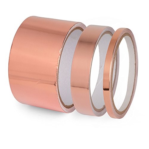 StewMac Conductive Copper Foil Shielding Tape, Set of 3 Different Widths (1/4", 3/4" and 2"), 180" Rolls
