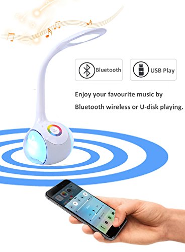 Night Light Bluetooth Speakers,WamGra Wireless Speaker Table Lamp with USB Charging Port,Touch Sensor Bedside Lamp ,Dimmable Eye Caring LED Desk Lamp,256 Color Changing Night lights for Bedroom