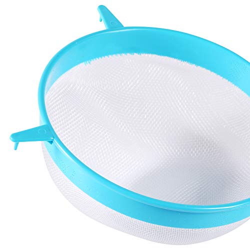 Fine Mesh Strainer Colander, Benbo 4Pcs Plastic Food Soy Milk Flour Sieve Long Handle Icing Sugar Sifters Strainer Tea Filter and Silicone Foldable Funnel for Kitchen