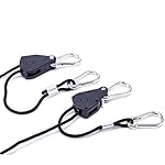 iPower GLROPE Pair of 1/8 Inch Heavy Duty Adjustable Grow Light Rope Clip Hanger w/Improved Metal Internal Gears,8-Feet Long(LONGEST EVER),150lb Capacity,Fully Locking;Tear&Rust Resistant.