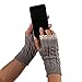 Sunward New Womens Lace Knitted Fingerless Gloves Arm Warmer Thumb Hole Mittens (Grey)