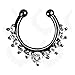Aysekone 6 Pieces Per Pack Women Girls Fake Nose Rings Crystal Septum Faux Nose Rings Nose Ring Hoop Clip-on Body Non Piercing Jewelry