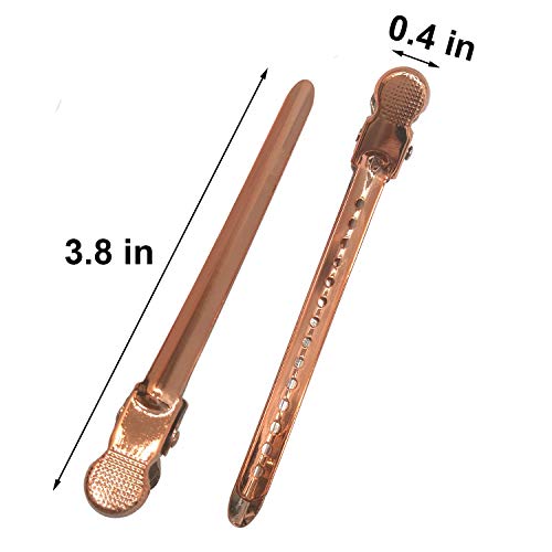 12Pcs Dividing Duck Bill Clips, Clamp Hair Styling Clips Hairpin Metal Hairdressing Sectioning For Salon Styling Tools (Rose Gold)