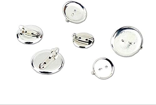 200Pcs Badge Brooch Pin Base Pad Metal Blanks Trays Backs DIY Craft Findings in Diameter 20MM