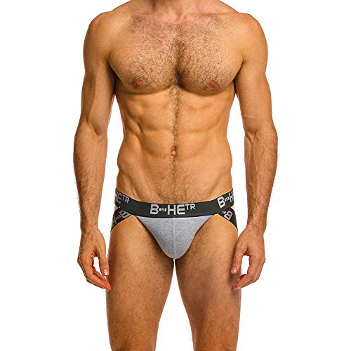 image for BSHETR Men's Jockstrap Athletic Supporters 3-Pack Classic Cotton Low R