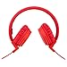 Sodee Folding Stereo Wired Headphones for Kids,Girls Headphones,Boys Headphone,in-line Microphone Remote Control Adjustable Over Ear Headphone Kids Headsets with Soft Earpads for Cellphones (Red)