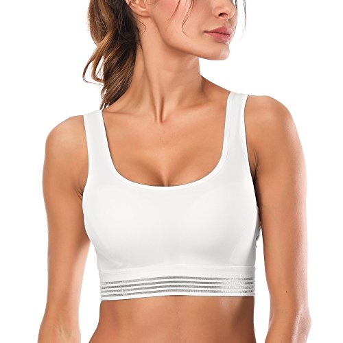 Kamier Sports Bra Padded for Gym Workout Activewear Yoga Running Bra(White,Medium) - Thumbnail 3