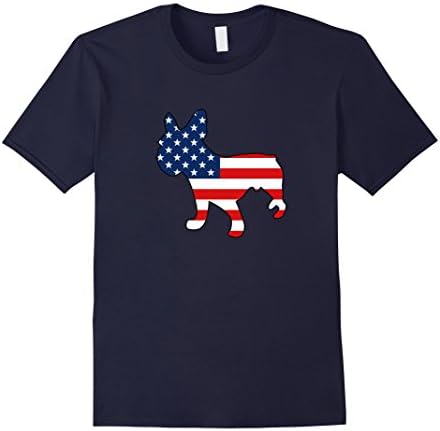 Men's French Bulldog in USA Flag T-Shirt Large Navy