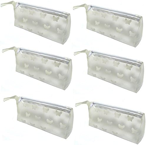 MyBella Butterfly BagSet of 6 Butterfly Cosmetic Bags, Make-Up Bags, Bridal Favors Bags Semi Transparent PVC Material 32424-6