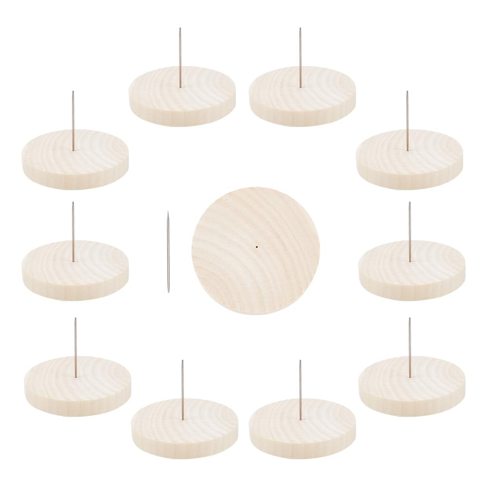 FREEBLOSS 10Pcs Crochet Doll Stand, 6cm Single Steel Needle Doll Holder Felting Doll Display Holders Wooden Base Doll Stand Support for Action Figures Dolls Showcase Support Bracket
