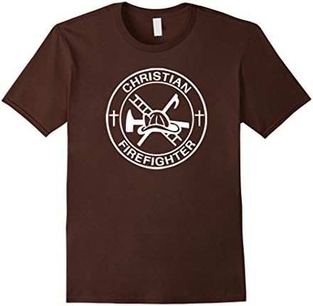 Mens Christian t-shirt Christian Firefighter Jesus t-shirt 3XL Brown