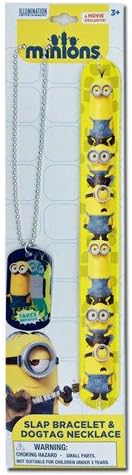 Disney Despicable Me Minions Dog Tag Necklace & Printed Rubber Slap Bracelet Set