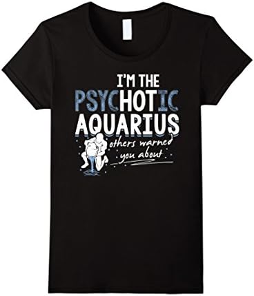 Women's Aquarius Zodiac Astrological Sign T-Shirt - Hot Psychotic Medium Black