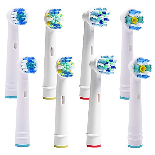 BristleSoft Oral B Replacement Brush Heads Compatible For Pro Vitality Electric Toothbrush –8pc Floss Action, Cross Action, Precision Clean, Pro White -For Oral B Sensitive Triumph Pro 1000 Pro 3000 Pro 5000 Pro 7000