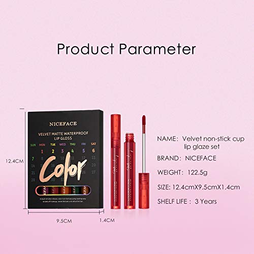 6pcs Matte Liquid Lipstick Waterproof Long-Lasting Lipstick Non-Sticky Formula,Gloss Kit Women Make Up Gift Set