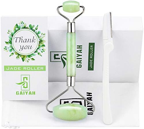 GAIYAH Jade Roller For Face Massager - Real Jade 100% Jade, Jade Face Roller Massager Anti Aging Face Massage Roller Anti Wrinkle Jade Facial Roller Authentic Jade, Jade Massage Roller With Gift Box