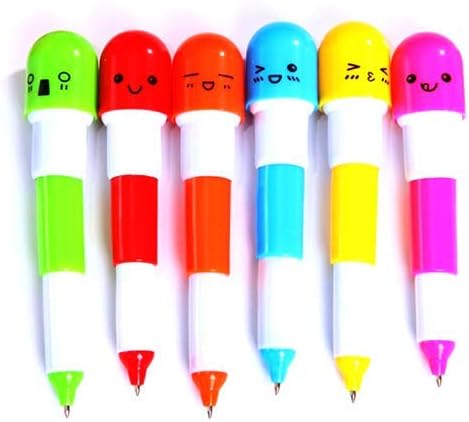 Amazon N K Pulabo 6ピースかわいい笑みを浮かべて顔ピルボールポイントペン伸縮カプセルボールペン漫画引き込み式ボールペン学校オフィス家族ランダム耐久性と便利 安いの 油性ボールペン 文房具 オフィス用品