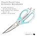 Kitchen Scissors - Multi-Function Kitchen Shears, Heavy Duty, Razor-Sharp Stainless Steel, Easy-Clean, Dishwasher-Safe (Ocean Blue)
