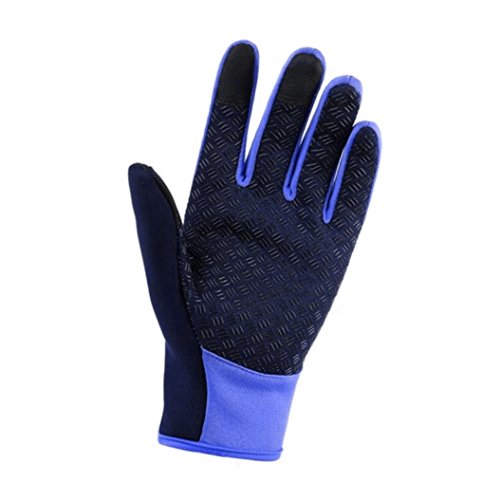 potato001 Full Finger Outdoor Sports Cycling Winter Warm Anti-Slip Touch Screen Gloves size S (Blue)