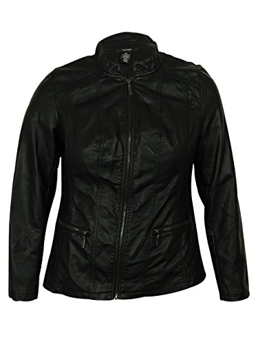 Alfani New Black Plus Size Quilted Panel Pleather Jacket 0X 9.5 DBFL