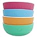 Kids Tempered Glass White Bowls with Silicone Sleeve - Suitable for Kids/Toddler/Baby Feeding - Microwave & Dishwasher Safe - Tempered Strong Glass - Non Slip - Cereal/Soup/Snack Dishes