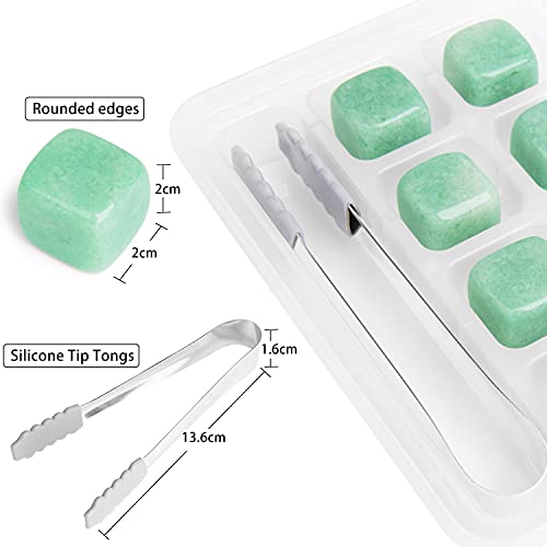 Livond Whiskey Stones - Reusable Ice Cubes for Cooling Rum, Beer, Wine, Iced Tea, Water -Ice Cubes with Ice Tray and Tongs - Drinking Gift for Dad, Husband, Grandpa, Friends, Family - Pack of 8