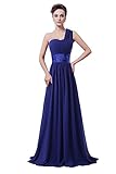Medon's Flowing A-line One Shoulder Floor-length Chiffon Bridesmaid Party Dress