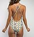 Blooming Jelly Women's One Piece High Cut Halter Backless Criss Cross Monokini Tropical Tribal Print Swimsuit(L) Multicoloured