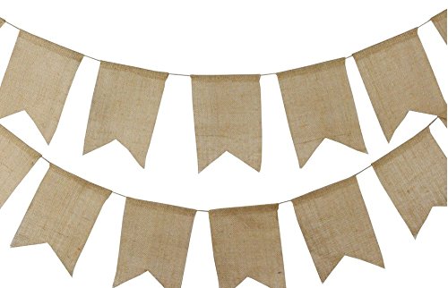 JKLcom Banner swallow-tailed burlap banners Decoration for Holidays, Wedding, Camping, Party and Any Occasion -12Pcs