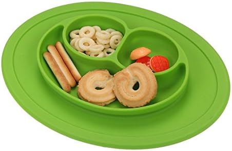 Daiweis Silicone Placemat for Highchair Tray ,Portable BPA-Free FDA Approved Strong Suction Plates for Toddlers,Toddlers and Kids (Green)
