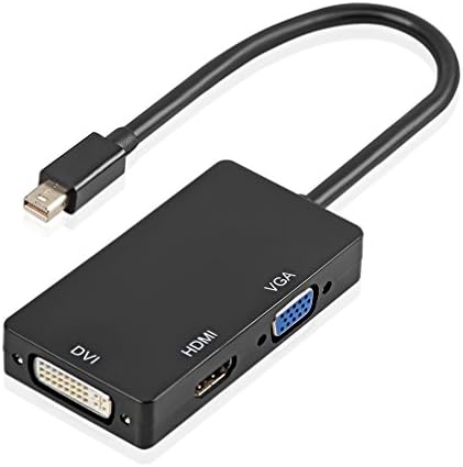 Lamchin 3 in 1 Mini DP to HDMI DVI VGA Adapter, Thunderbolt Mini Displayport Converter Cable Support 4K x 2K Full HD 1080P for PC Laptop Apple Macbook