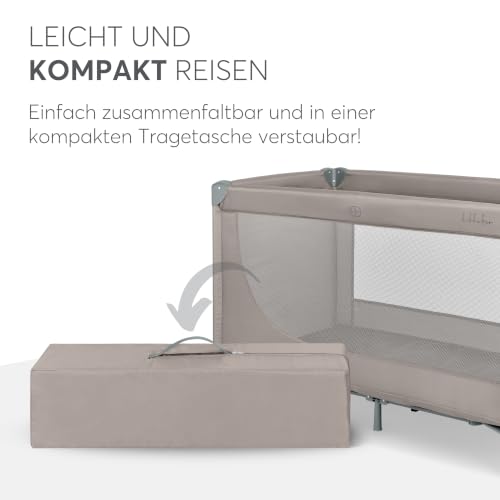 KikkaBoo Reisebett Baby SO Gifted 2026, Kinderreisebett 120x60 cm, bis 15 kg, Faltbar & Kompakt, Tragbar mit Transporttasche, Zusammenklappbar für Reise & Urlaub, Beige, Cot