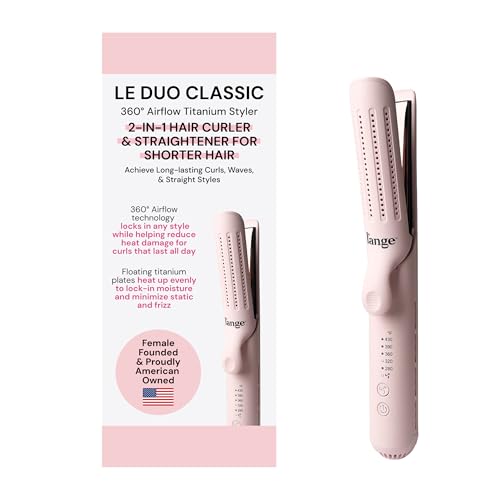 L'ANGE HAIR Le Duo Standard 360° Airflow Styler | 2-in-1 Curling Wand & Titanium Flat Iron Hair Straightener | Professional Hair Curler with Cooling Air Vents | Dual Voltage & Adjustable Temp (Blush)