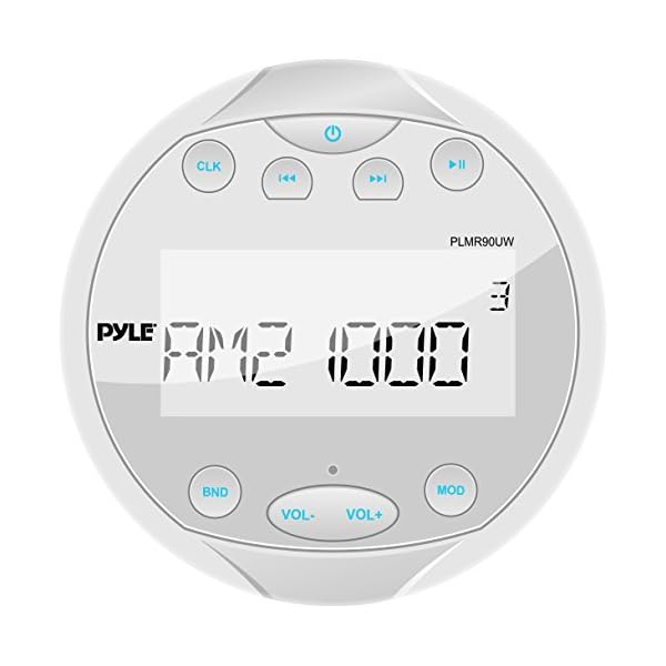 Pyle-Hydra-Waterproof-Bluetooth-Marine-Digital-Receiver-Stereo-Radio-USBMP3AMFMAUX-Input-RoundCircle