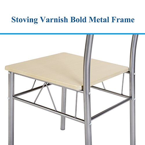 VECELO-Dining-Table-with-4-Chairs-4-Placemats-Included-Silver