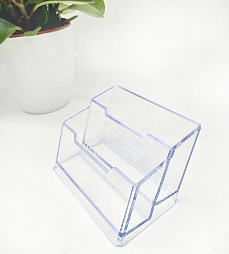 Maogear Business Card Case Holder, 2 Tier Premium Acrylic Clear Business Card Holder Display, Plastic Business Card Stand Organizer for Office (1 Pack) - Thumbnail 4