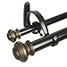 Beme International Decopolitan Urn Telescoping Double Drapery Rod Set, 36-72-Inch, Brown