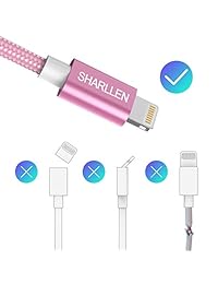 TUUBEE - Cable de carga y sincronización USB trenzado de nailon para iPhone X 8 8 Plus 7 7 Plus 6s 6s Plus SE iPad iPod Nano (5 unidades), color plateado, 6 patas