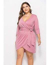 YUNCE vestido sexy con cuello en V y abertura frontal para mujer