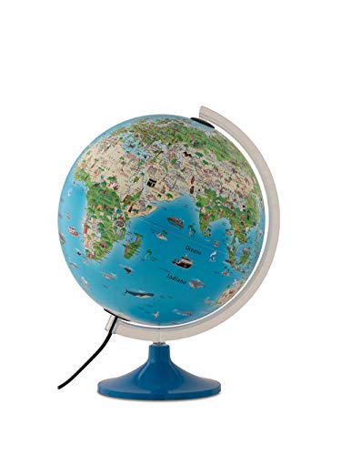 TECNODIDATTICA Atmosphere Family Solid Weltkarte mit Tier- und Völkertraditionen, 30 cm Durchmesser