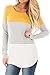 For G and PL Women's Color Block Grey Stripe Contrast Casual Top Yellow XL