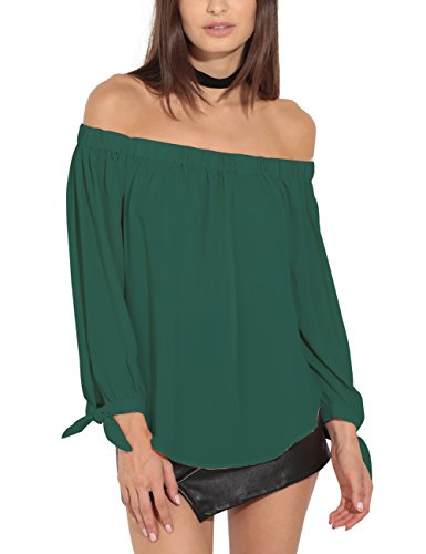 Just Quella Women's Off The Shoulder Top Blouse 8422 (XS, Green)