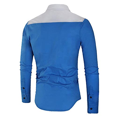 SSYUNO Big Sale Men Autumn Winter Casual Printed Long Sleeve ButtonTurn-Down Solid Slim Business Work T-Shirt Top Blouse