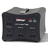 LiteFuze convertingbox 3000 Watt Auto Voltage Converter Transformer - Light Weight - Step Up/Down - Circuit Breaker - Detachable Cord (Black)