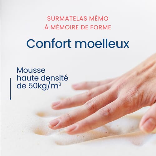 Mattress Topper 140 x 200 cm - Memory Foam ViscoSoft 5 cm, Soft Comfort, Relieves Pressure Points, Optimal Support, Removable and Hypoallergenic Bamboo Cover
