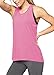 Mippo Women's Lightweight Summer Tops Sexy Criss Cross Workout Tank Yoga Tops Sleeveless Tunics Loose Gym Sports Tank Top Pink M